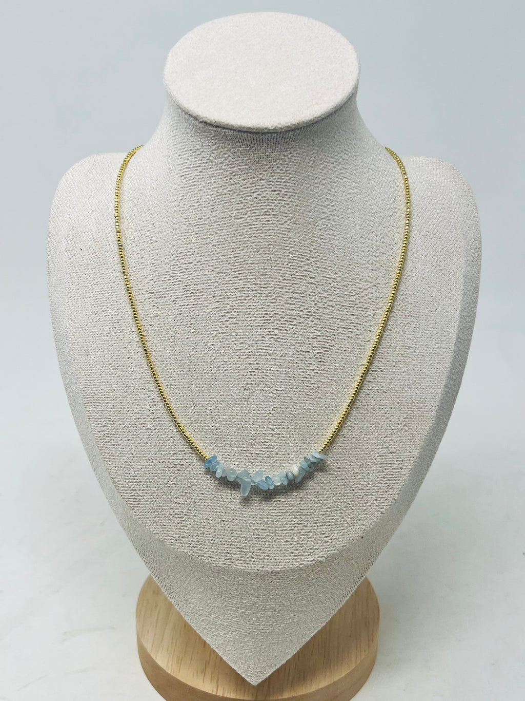 Gold Chain Necklace with Beads(light blue)