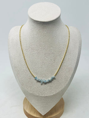 Gold Chain Necklace with Beads(light blue)