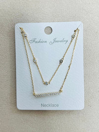 "double layer" C.Z Rhodium Plated Pendant Necklace