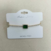 C.Z Rhodium Plated Crystal adjustable Bracelet