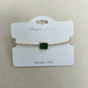 C.Z Rhodium Plated Crystal adjustable Bracelet