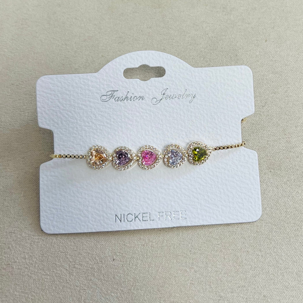 C.Z Rhodium Plated Crystal adjustable Bracelet