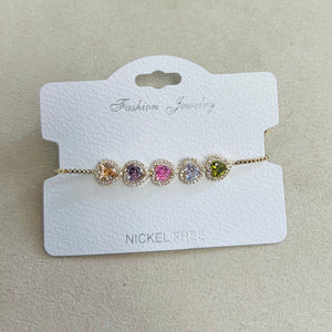 C.Z Rhodium Plated Crystal adjustable Bracelet