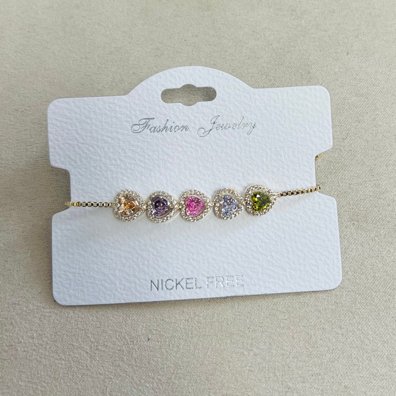 C.Z Rhodium Plated Crystal adjustable Bracelet