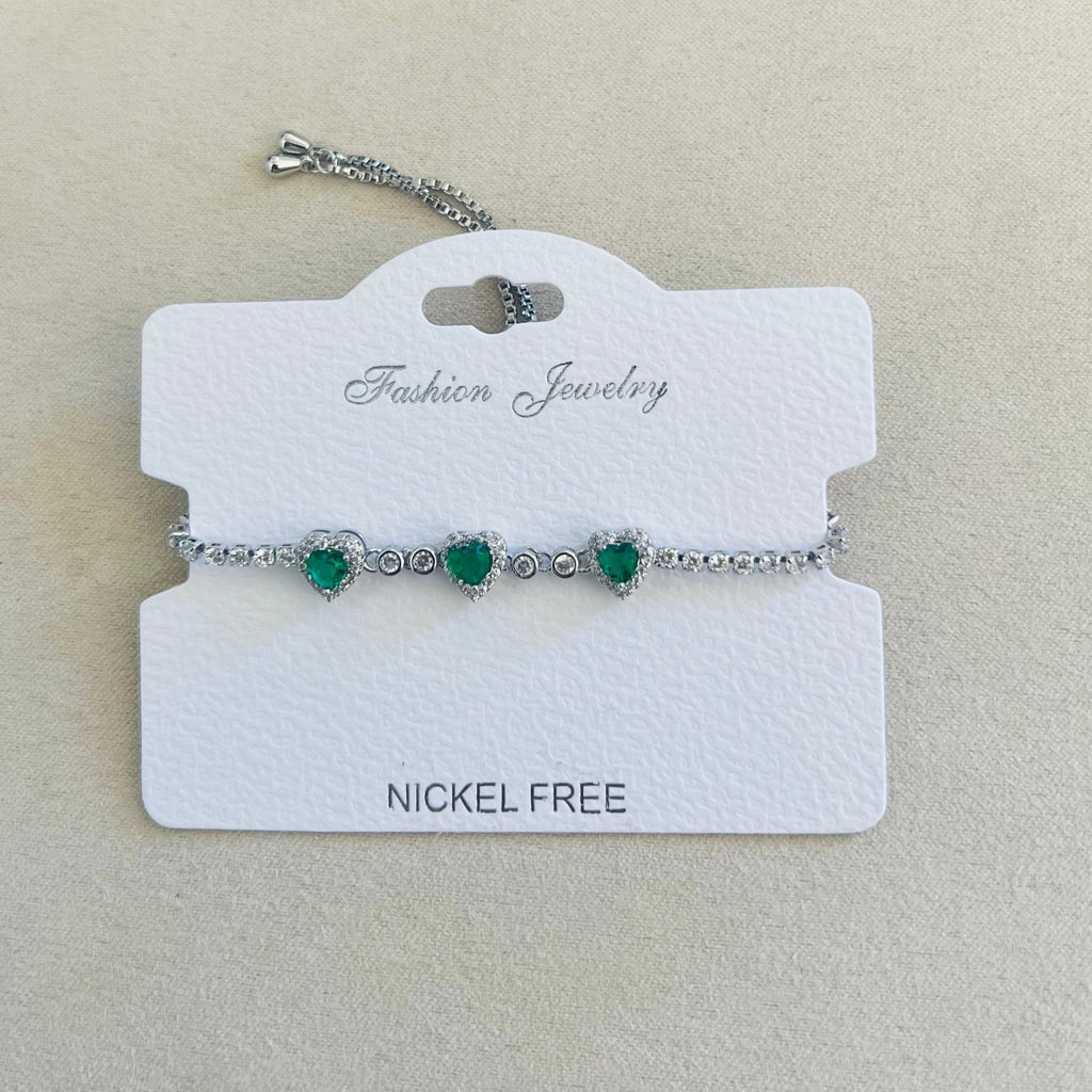 C.Z Rhodium Plated Crystal adjustable Bracelet