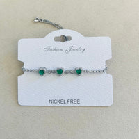 C.Z Rhodium Plated Crystal adjustable Bracelet