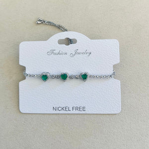 C.Z Rhodium Plated Crystal adjustable Bracelet