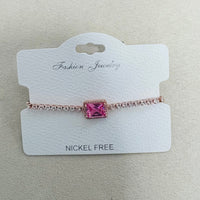 C.Z Rhodium Plated Crystal adjustable Bracelet
