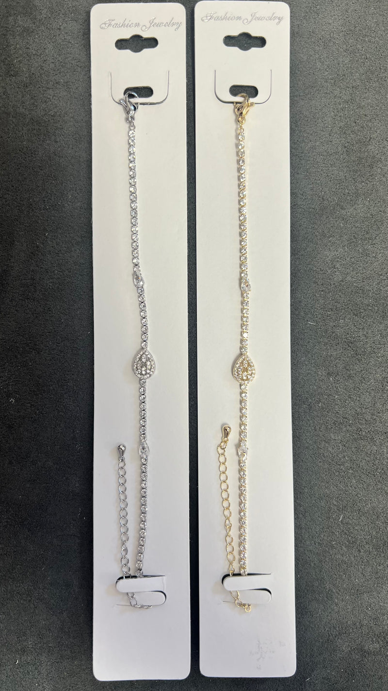 C.Z Crystal Tennis Bracelets-Adjustable Crystal Chain