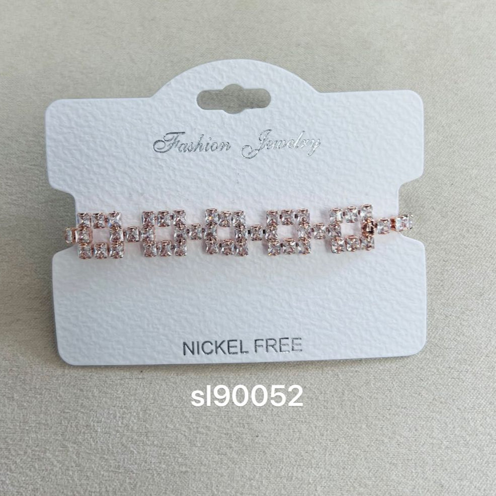C.Z Rhodium Plated Crystal adjustable Bracelet