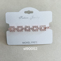 C.Z Rhodium Plated Crystal adjustable Bracelet