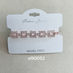 C.Z Rhodium Plated Crystal adjustable Bracelet