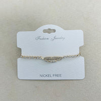 C.Z Rhodium Plated Crystal adjustable Bracelet