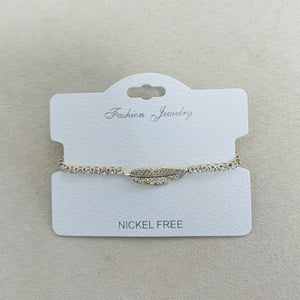 C.Z Rhodium Plated Crystal adjustable Bracelet