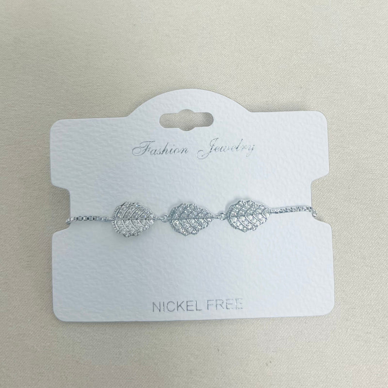 C.Z Rhodium Plated Crystal adjustable Bracelet