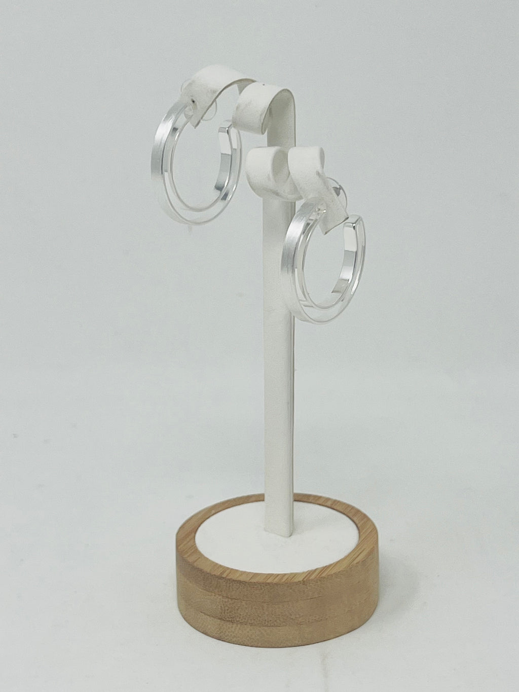 Polished Silver-Tone Double Hoop Earrings