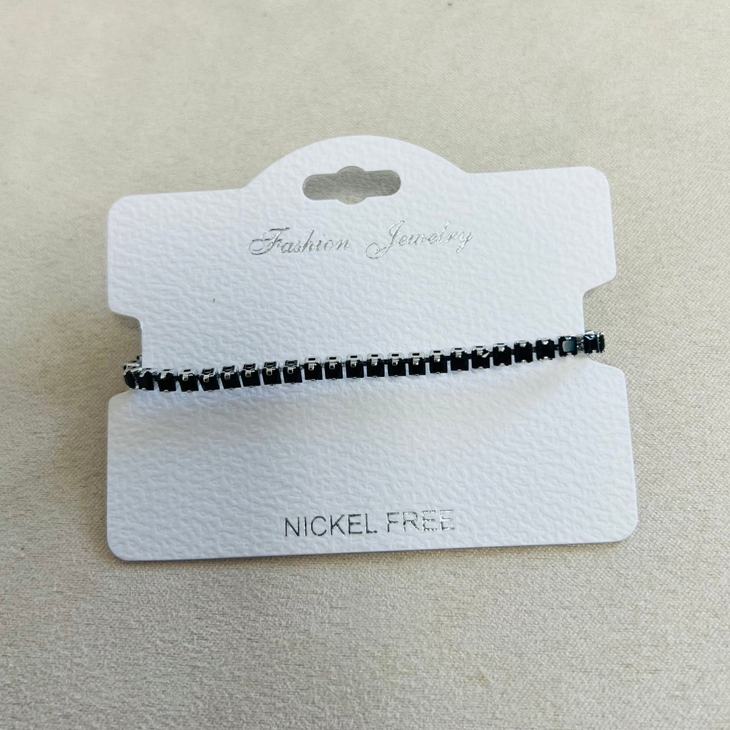 C.Z Rhodium Plated Crystal adjustable Bracelet