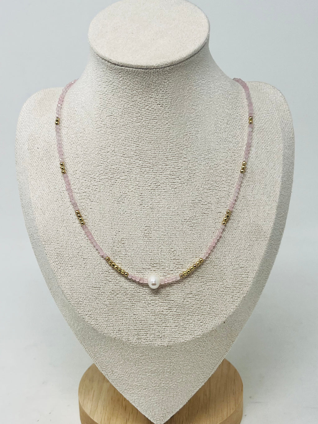 Semi-precious Stone with Miyuki beads & Single Pearl(pink）