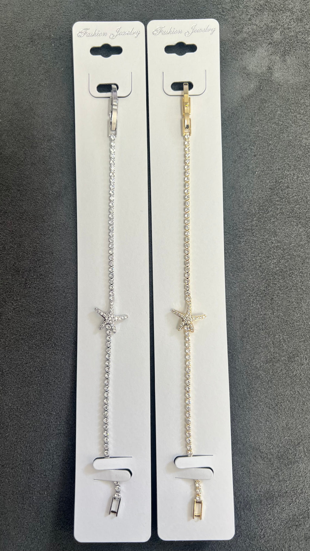 Starfish C.Z Crystal Tennis Bracelets-Adjustable Chain