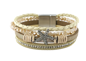 "Starfish" Leather magnetic bracelet