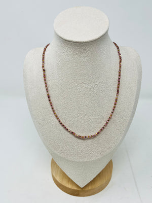 Elegant semi-precious stone necklace with Miyuki beads( rose and mauve pink)