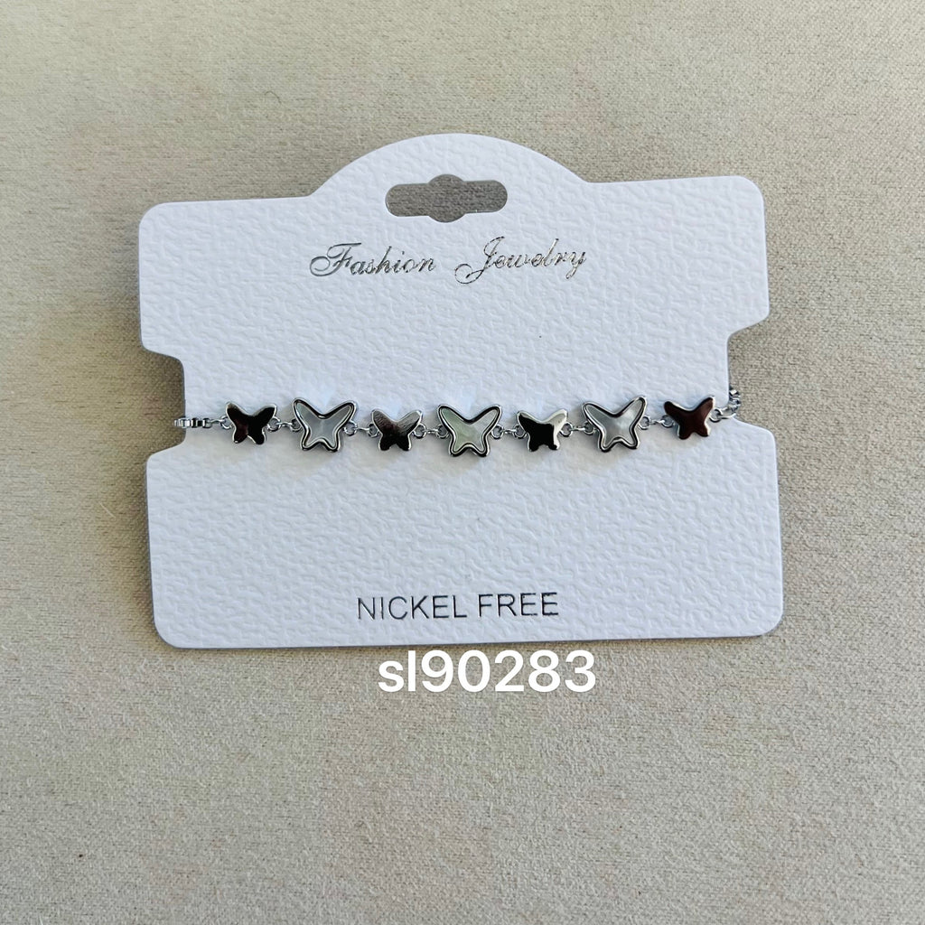 C.Z Rhodium Plated Crystal adjustable Bracelet