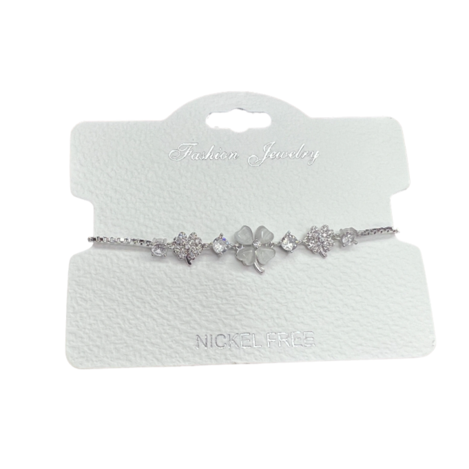 "Flower" C.Z Crystal Adjustable Chain Bracelet