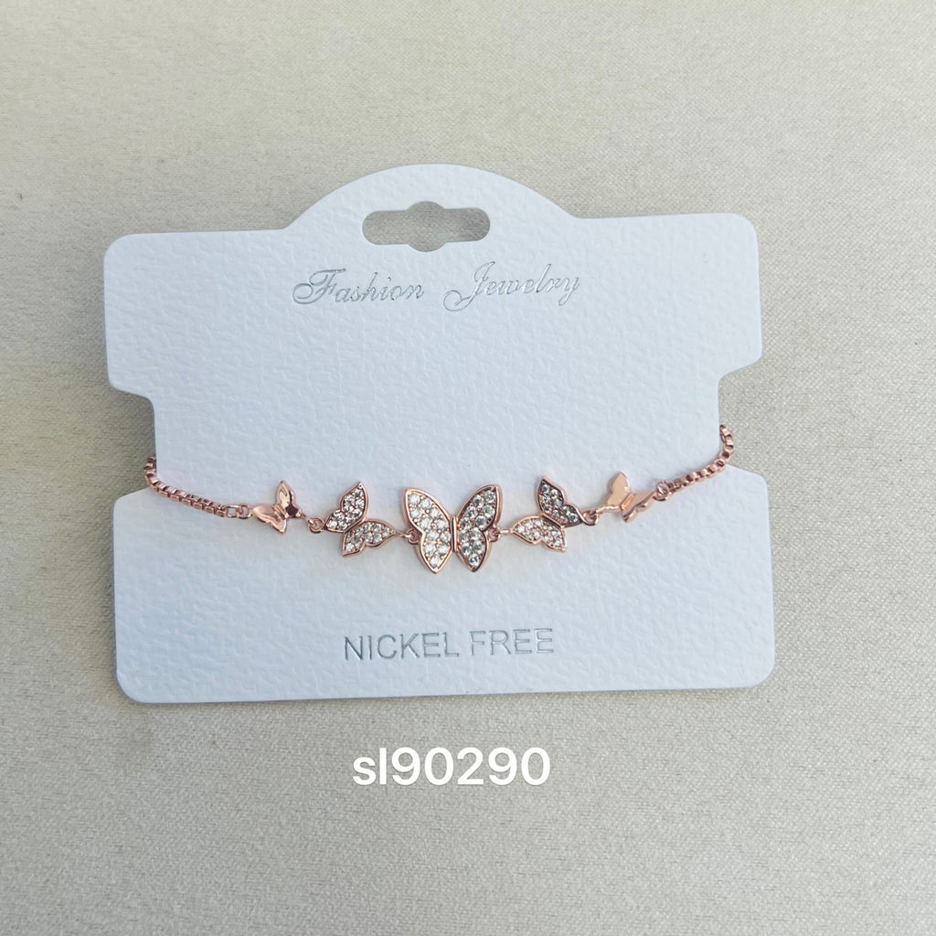 C.Z Rhodium Plated Crystal adjustable Bracelet