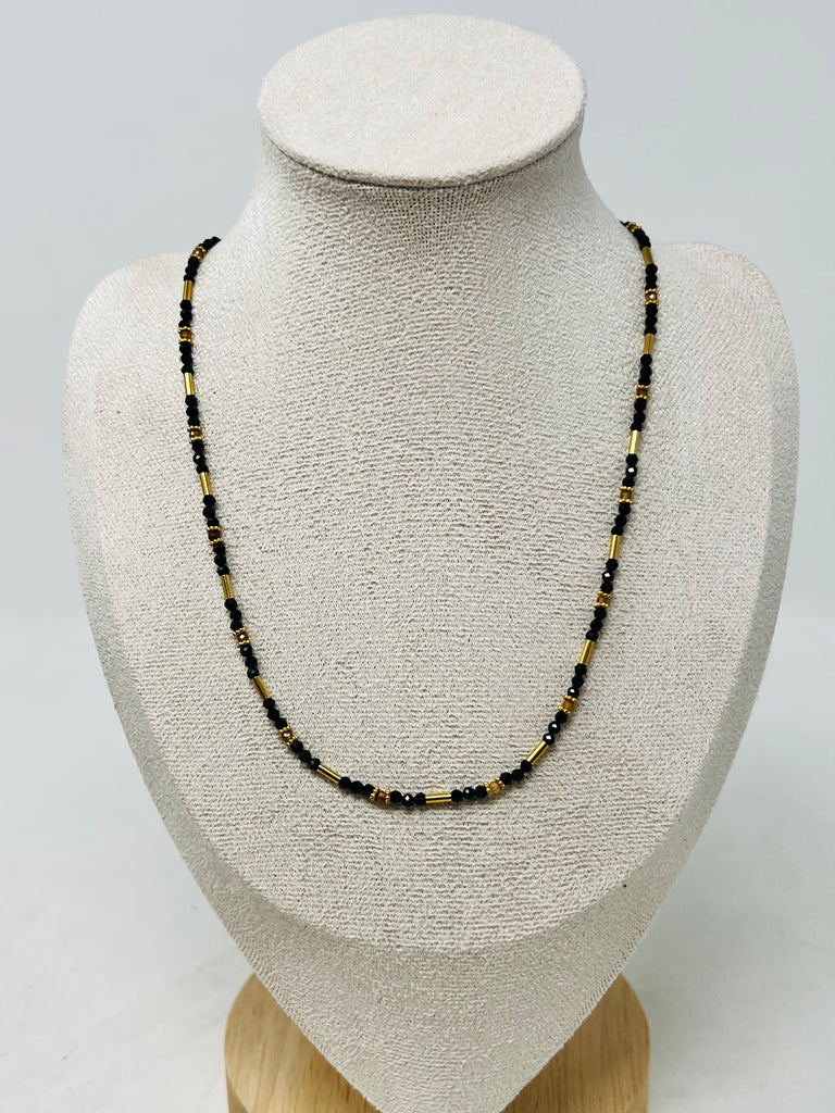 Semi-precious Stone with Miyuki beads with Pearl(Black spinel)