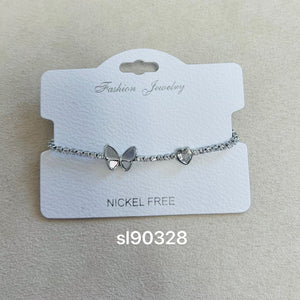 C.Z Rhodium Plated Crystal adjustable Bracelet