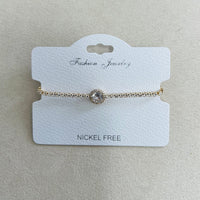 C.Z Rhodium Plated Crystal adjustable Bracelet