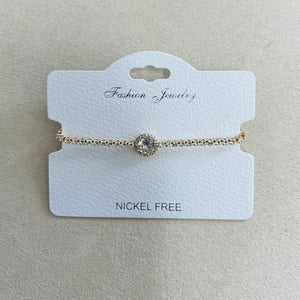 C.Z Rhodium Plated Crystal adjustable Bracelet