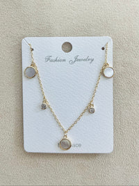 Multi-Charm with Mother of Pearl C.Z Rhodium Plated Necklace