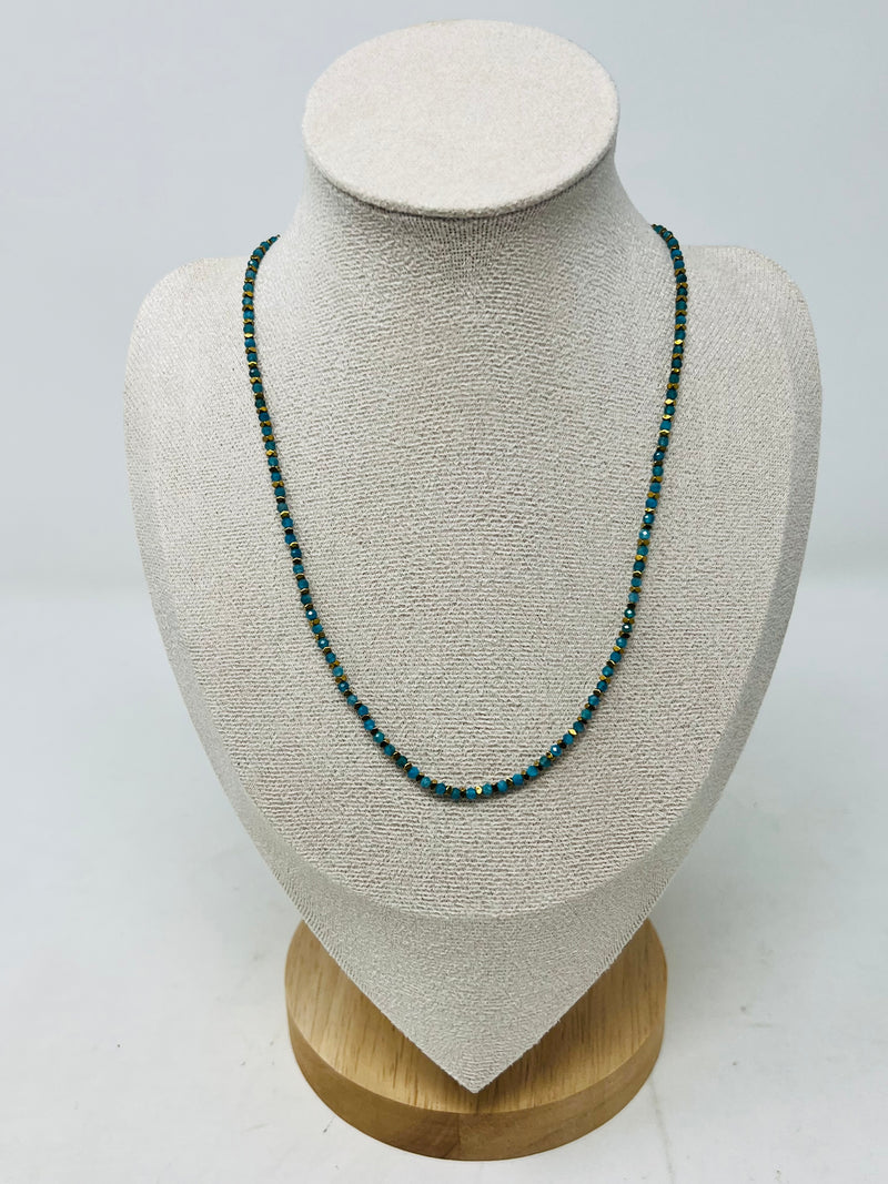 Elegant semi-precious stone necklace with Miyuki beads(teal and deep turquoise tones)