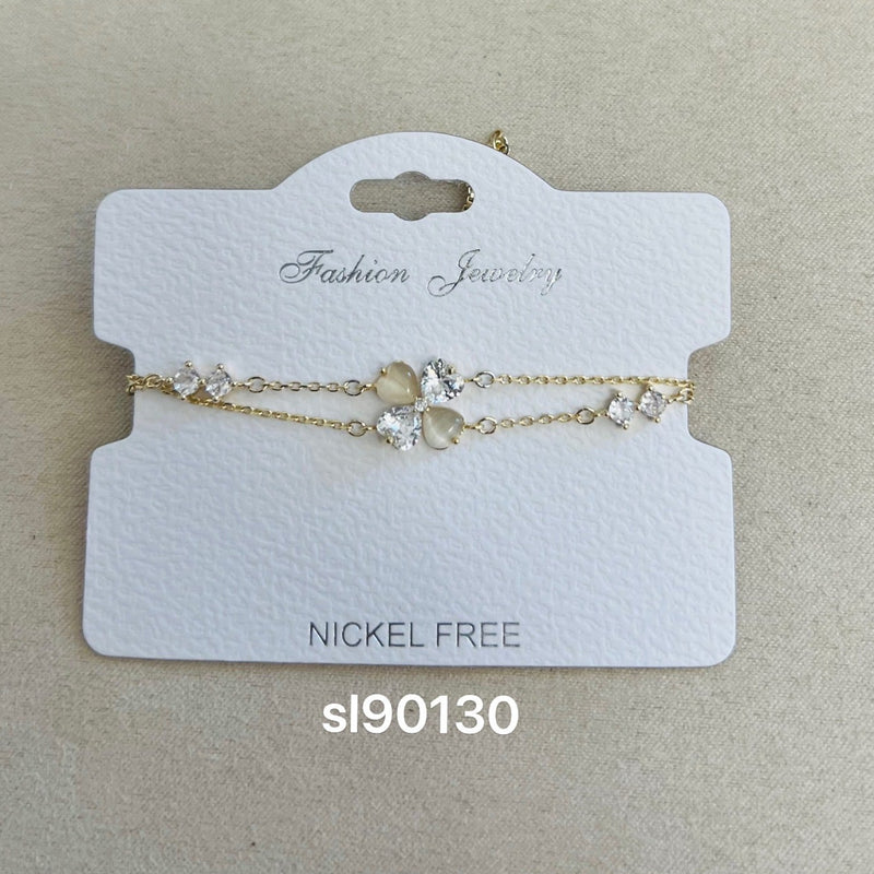 C.Z Rhodium Plated Crystal adjustable Bracelet