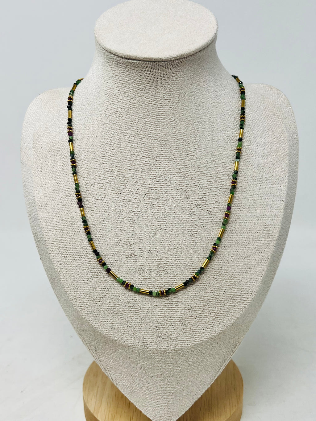 Semi-precious Stone with Miyuki beads with Pearl(Epidote)