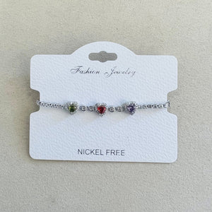 C.Z Rhodium Plated Crystal adjustable Bracelet
