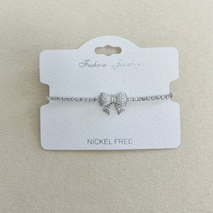 C.Z Rhodium Plated Crystal adjustable Bracelet