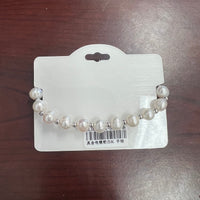 "Key and Heart" Freshwater Pearl C.Z Crystal Adjustable Bracelet