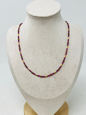Semi-precious Stone with Miyuki beads with Pearl(Red corundum)