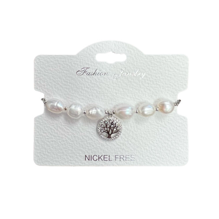 Freshwater Pearl C.Z Crystal Adjustable Bracelet