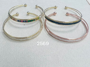 C.Z Rhodium Plated Cuff bracelet