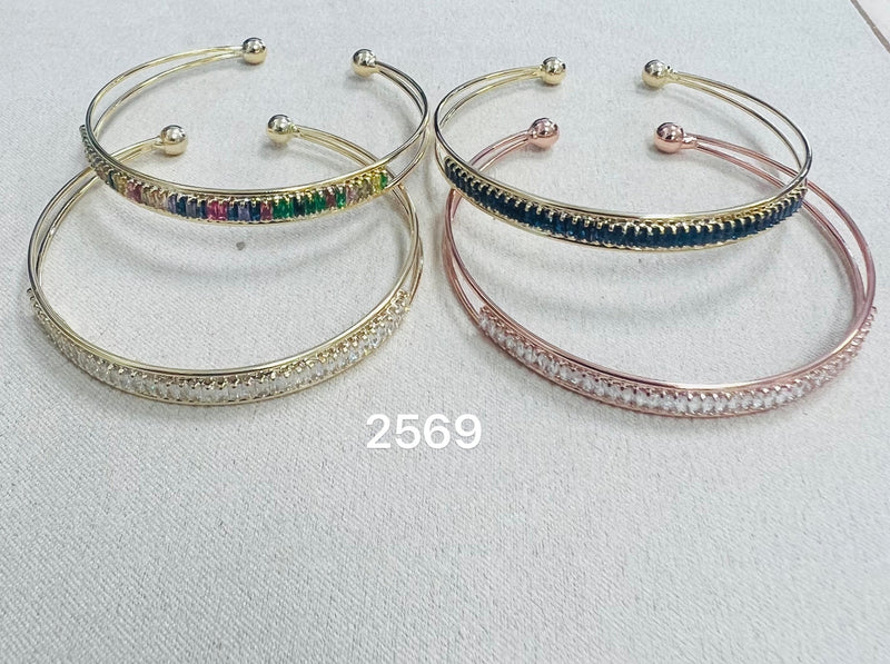 C.Z Rhodium Plated Cuff bracelet