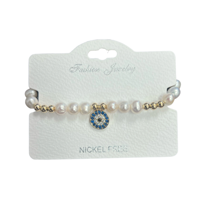 Freshwater Pearl C.Z Adjustable Crystal Bracelet