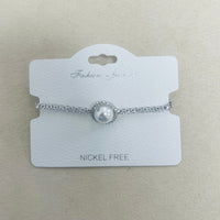 C.Z Rhodium Plated Crystal adjustable Bracelet