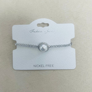 C.Z Rhodium Plated Crystal adjustable Bracelet