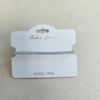 C.Z Rhodium Plated Crystal adjustable Bracelet