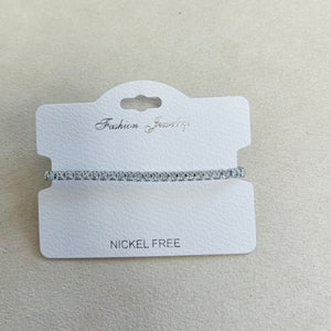 C.Z Rhodium Plated Crystal adjustable Bracelet
