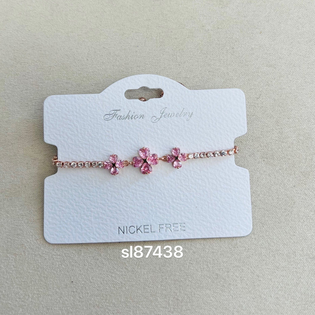 C.Z Rhodium Plated Crystal adjustable Bracelet