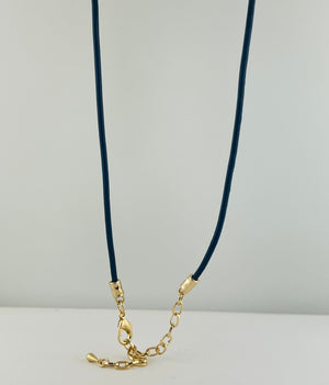 Long Chain Necklace with Leather rope Chain